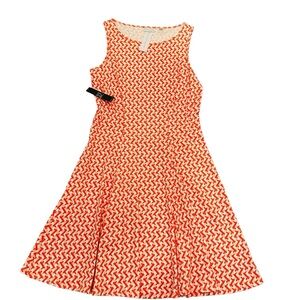 NWT New York Company Pink/ White Sleeveless Casual Geo Preppy Summer Dress Sz M